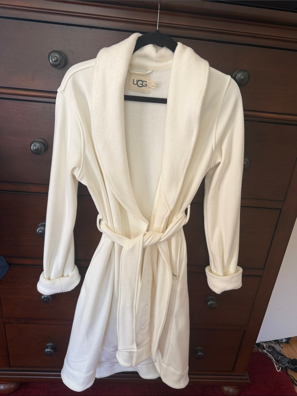 UGG Women's Cream Plush Shawl Collar Tie-Waist Robe - Picture 1 of 7